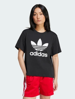 Футболка женская Adidas Originals Adicolor Trefoil IU2422 M Черная с белым (4066757225413)