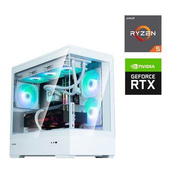 Игровой ПК Zalman P30 White Ice Tower / AMD Ryzen 5 8400F (6 (12) ядер по 4.2 - 4.7 GHz) / 16 GB DDR5 / 1000 GB SSD M.2 / nVidia GeForce RTX 5060, 16 GB GDDR7, 128-bit