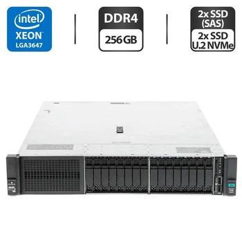 Сервер HP ProLiant DL380 Gen10 (8x 2.5 SFF, 8x 2.5 U2 NVMe) 2U Rack / 2x Intel Xeon Gold 6138 (20 (40) ядра по 2.0 - 3.7 GHz) / 256 GB DDR4 / 2x 800 GB SSD (SAS) + 2x 1920 SSD U.2 NVMe / RAID HP Smart Array P408 / 2x 500W б/у