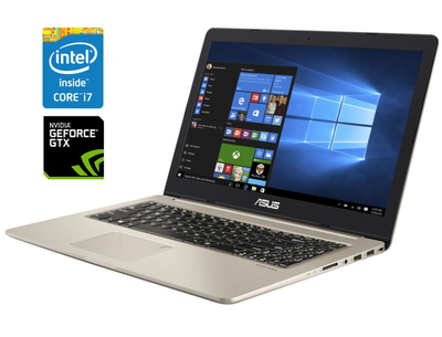 Игровой ультрабук Б-класс Asus VivoBook Pro 15 N580VD / 15.6" (3840x2160) IPS Touch / Intel Core i7-7700HQ (4 (8) ядра по 2.8 - 3.8 GHz) / 16 GB DDR4 / 256 GB SSD NVMe / nVidia GeForce GTX 1050, 4 GB GDDR5, 128-bit / WebCam б/у