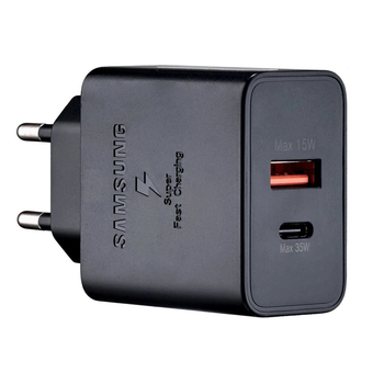 Мережевий зарядний пристрій Samsung GaN 35W USB+Type-C швидка зарядка Super Fast Charge та PD Black