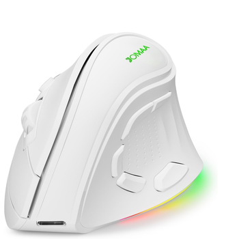 Вертикальная мышь беспроводная, безшумная JOMAA V530 с аккумулятором и RGB подсветкой 2,4G+Bluetooth White