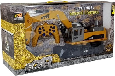 Koparka zdalnie sterowana Lean Toys 2.4G ze światłem Żółta 52x28 cm (4526) (5905884453940)