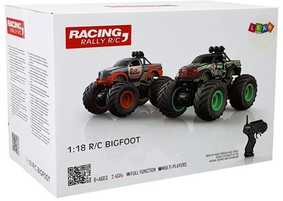 Auto terenowe zdalnie sterowane Lean Toys z dużymi kołami Bigfoot 2.4G 1:18 Żółte (9032) (5904204750189)
