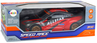 Auto zdalnie sterowane Lean Toys Speed Race 1:10 Czarno-czerwone (17358) (5905991002246)