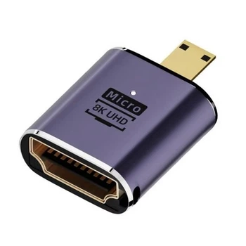 Перехідник Micro HDMI - HDMI (M/F) 8K LED eXpert Metal Прямий (D8K-01) (48782)