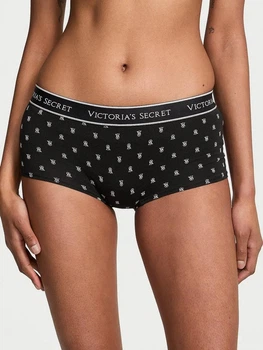 Трусики шорты женские хлопковые Victoria's Secret 27027444 XS Черные (2126439778321)