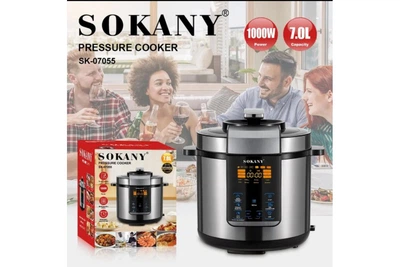 Мультиварка-скороварка з об'ємом 7л, 15 автоматичних програм, Sokany SK-07055