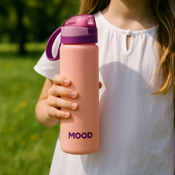 Пляшка для води пластикова 750 мл з кнопкою Mood Herevin рожева (161086-002)