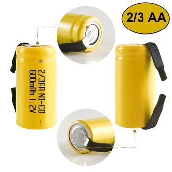 Акумулятор NI-Cd 2/3 AA 600 mAh 1.2V під пайку