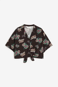 Блуза H&M 158см темно коричневый цветы 27061165823