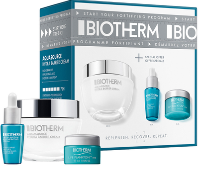 Zestaw do pielęgnacji twarzy Biotherm Aquasource Hydra Barrier Krem do twarzy 50 ml + Serum do twarzy 7 ml + Krem pod oczy 5 ml (3614274484564)