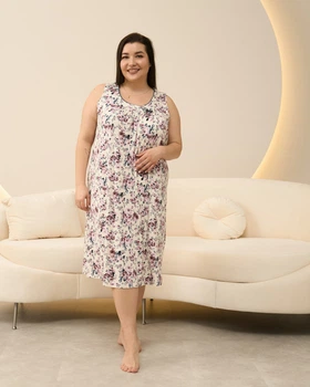 Жіноча нічна сорочка батал віскоза на широких бретелях Nicoletta 70214в 4XL молочний