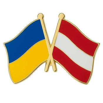 Двойной значок-пин (friendship flag) с флагами Украины и Австрии (00352)
