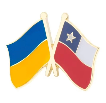 Двойной значок-пин (friendship flag) с флагами Украины и Чили (00350)