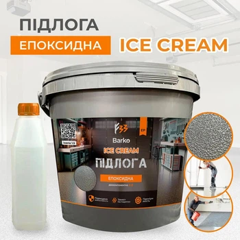 Эпоксидная краска для пола Barko ICE CREAM 1 кг белый на 3 м2 Ral 9010