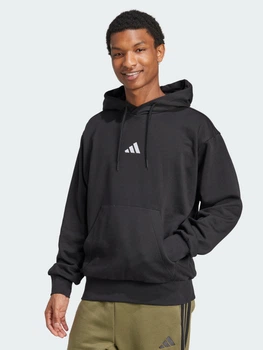 Худи утепленное оверсайз мужское Adidas Essentials Feelcozy Fleece JE3807 M Черное (4067905731985)