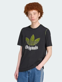 Футболка бавовняна довга чоловіча Adidas Originals JY2761 S Чорна з принтом (4068808730068)