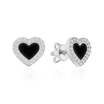 Серебряные серьги «Heart Enamel Stud»