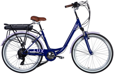 Велосипед з електроприводом 26" ST Dorozhnik eLUX Vbr FR рама-17" 36B 12.5А*г 500Вт бузковий YS 7102 60% matt 2025 крила, крило пров., крило зад., підніжка (ELB-D-26-