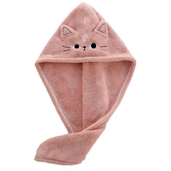 Полотенце-чалма для сушки волос "Cat" Koloco 65*25 терракотовое