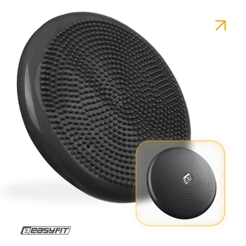 Балансировочная массажная подушка EasyFit черная (сенсомоторный массажный балансировочный диск для баланса и массажа)