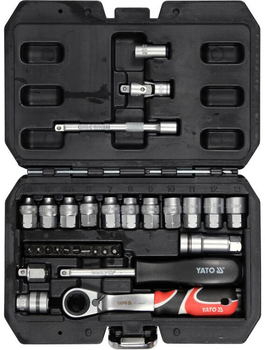 Zestaw nasadek przelotowych SPLINE YATO kwadrat 1/4" M45–M13 z obejmami (YT-38650)