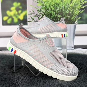 Мокасини жіночі Ok Shoes сірі з рожевим текстильні сітки 37р (23,5 см) 8002