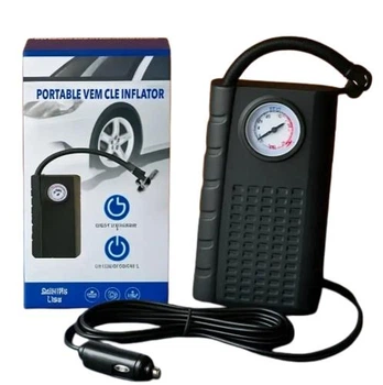 Портативный автомобильный компрессор насос от прикуривателя 12V с манометром AND1322