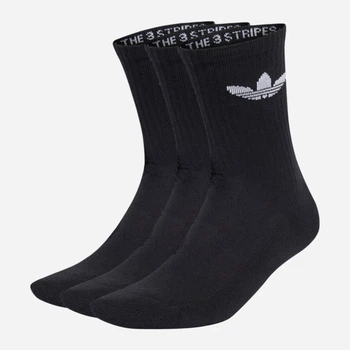 Набір жіночих шкарпеток високих бавовняних Adidas Trefoil Cushion Crew Socks 3 Pairs IJ5613 37-39 3 пари Чорний/Білий (4066759845459)