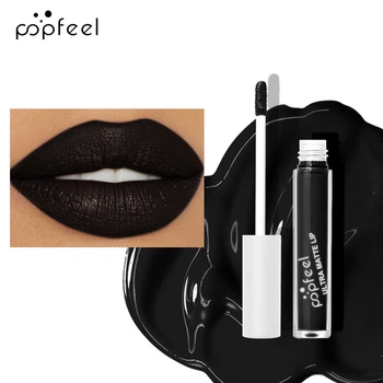 Губная помада POPFEEL №8 черная Ultra matte lips водостойкая матовая