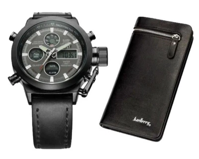 Подарочный набор AMST Часы AM3003 + кошелек Baellerry Black