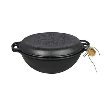 Казан чугунный узбекский WOK с крышкой-сковородой 8 л.
