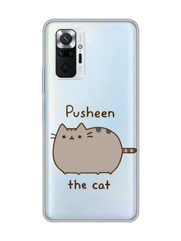 Прозрачный чехол на Xiaomi Redmi Note 10 Pro/10 Pro Max Пушин котик (принт 412)