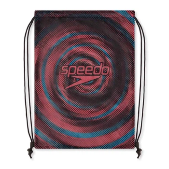 Сумка сетка для плавательного инвентаря Speedo PRINTED MESH BAG чёрная 35 литров (8-1281317637)