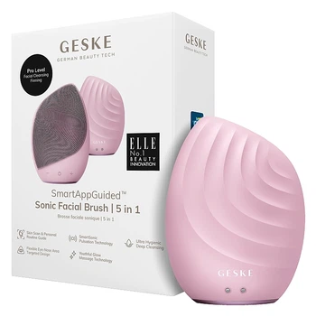 Електронна звукова щітка для обличчя, рожева - Geske Sonic Facial Brush 5 In 1 (1447683-27237107)