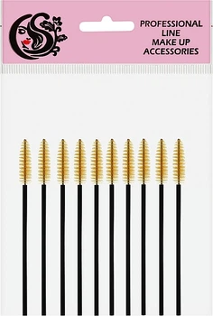 Набір щіточок для брів і вій CS25Y, чорна ручка, жовтий, 10 шт. - Cosmo Shop (1161855-27394023)