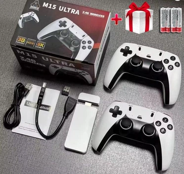 Игровая консоль 128Gb 50000+ игр M15 ULTRA HD приставка + Подарок 4 батарейки для контроллеров