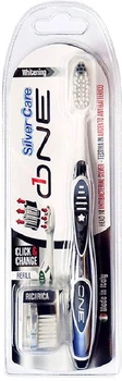 Зубна щітка Silver Care One Whitening Для відбілювання + Змінна головка Середньої жорсткості Чорна (6963) (8009315069650)