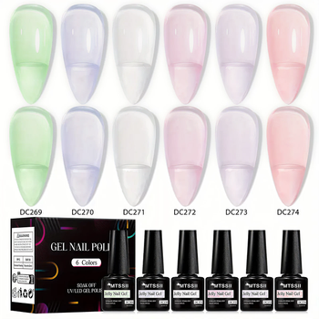 Набір прозорих гель-лаків MTSSII Jelly Nail Gel "Flora Cloud", 6 шт