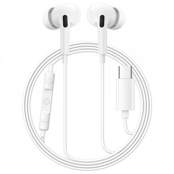 Навушники Type-C з мікрофоном провідні Baseus Enock In-Ear Noise Isolation (Type-C, DAC, 1.1 m). White