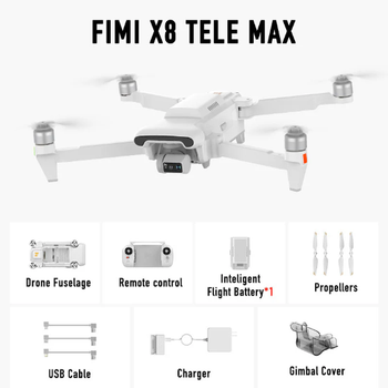 Професійний квадрокоптер FIMI X8 TELE MAX 4K дрон 3-Axis Gimbal HDR 48MP 30x, GPS, 15 км до 38 хв.