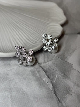 Сережки Mirshine Peаrl Flower Silver