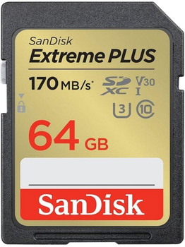 Карта памяти Sandisk 64GB SD class 10 UHS-I Extreme PLUS (SDSDXW2-064G-GNCIN)