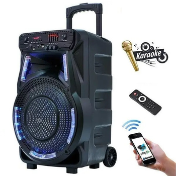 Акустична система RIAS ZXX-7373 12" + мікрофон Bluetooth/USB/SD/FM 1800 mAh 400W Black (3_05083)