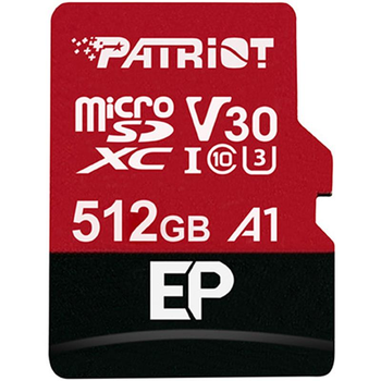 Карта памяти Patriot EP A1 MicroSDXC 512GB UHS-I/U3 Class 10 + SD-adapter (PEF512GEP31MCX)