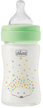 Пляшечка для годування скляна Chicco Perfect Easy з силіконовою соскою 0+ 150 мл зелена (20251.30)