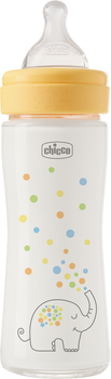 Пляшечка для годування скляна Chicco Perfect Easy з силіконовою соскою 0+ 240 мл жовта (20252.30)