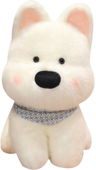 Maskotka-przytulanka Lean Toys Piesek z niebieską chustą Biały 33 cm 22440 (5905991047964)