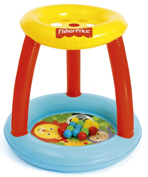 Надувний басейн для дітей Bestway Fisher-Price з дашком і м'ячиками 89 x 89 x 84 см 93541 (6942138961843)